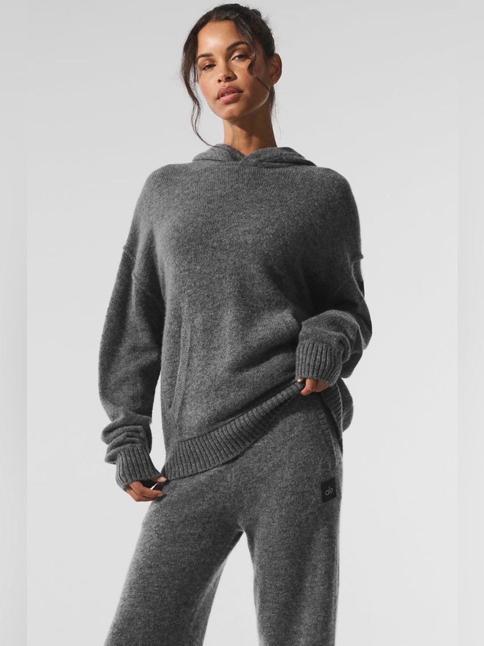 ALO Wool Cashmere New Class Hoodie in Platinum Grey - Medium